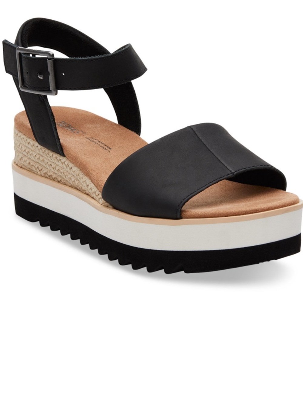 Toms Black Platform Espadrille Wedge Sandal